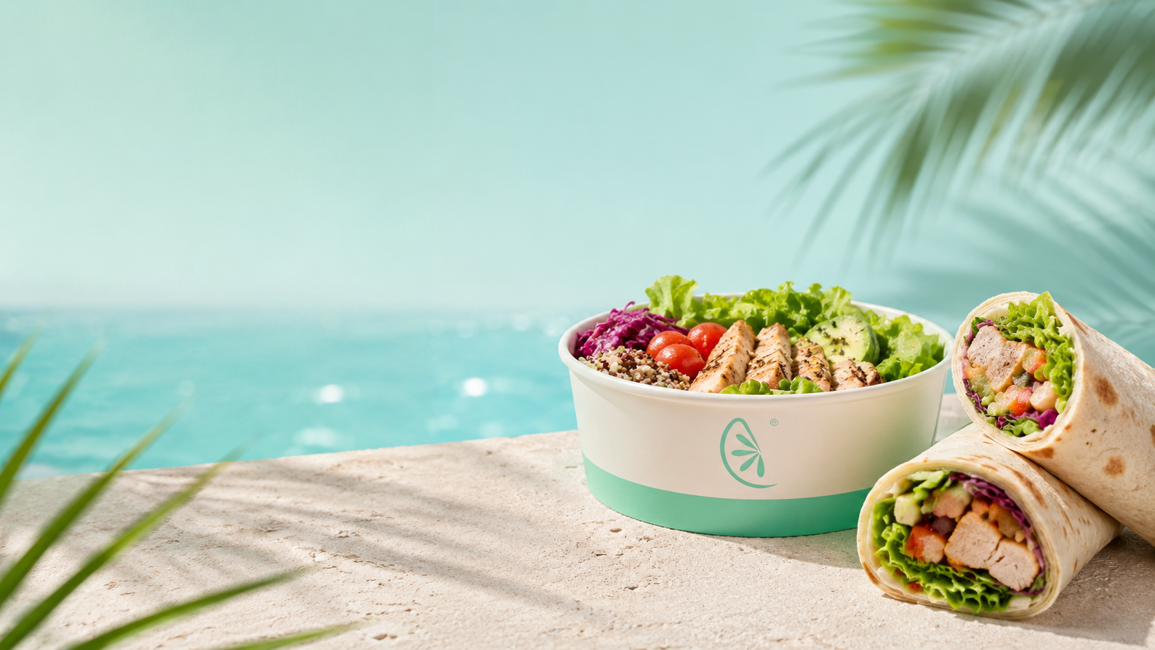 Bowl y wraps de la barra Pércimon junto al mar
